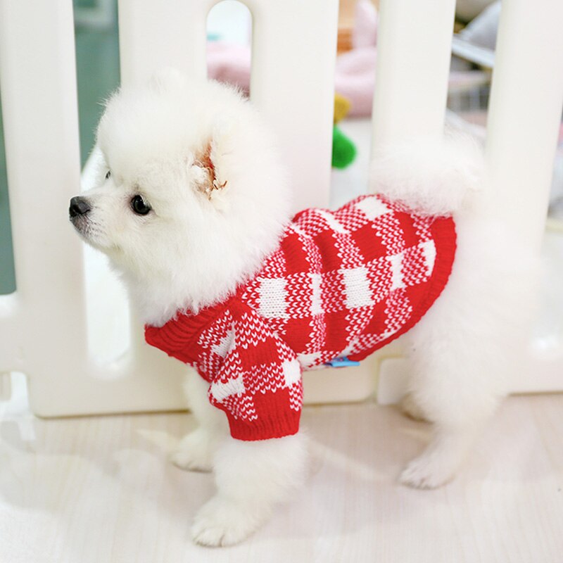 Flower Plaid Dog Cat Sweater