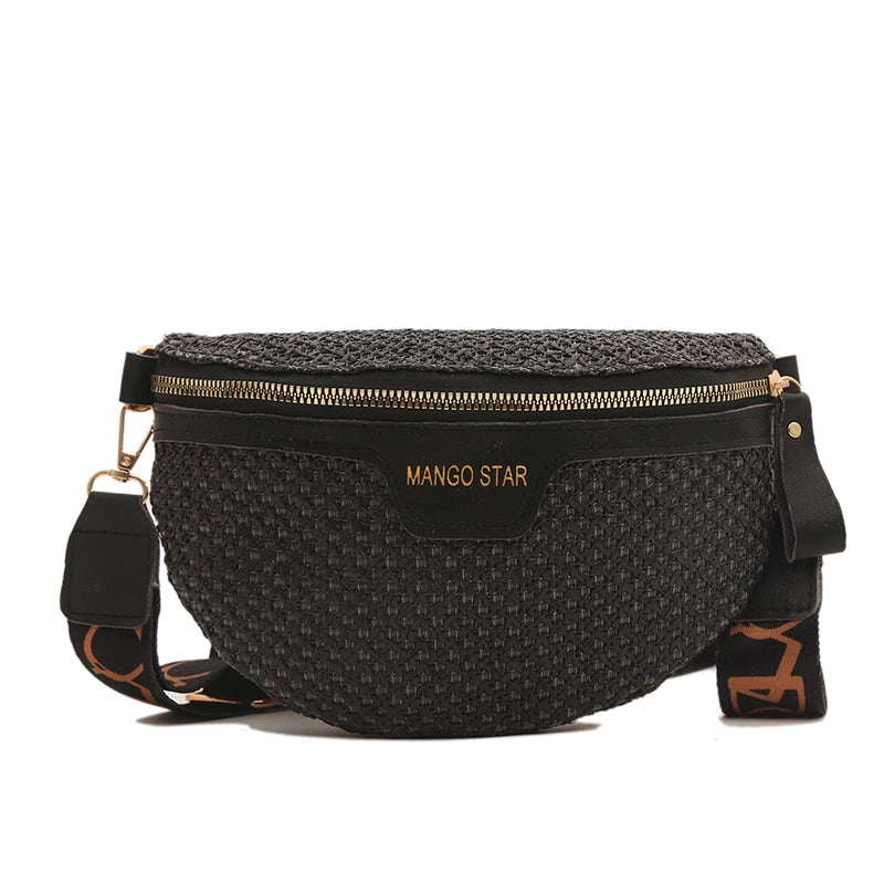 Women's Vacation Solid Color Straw Waist Bags