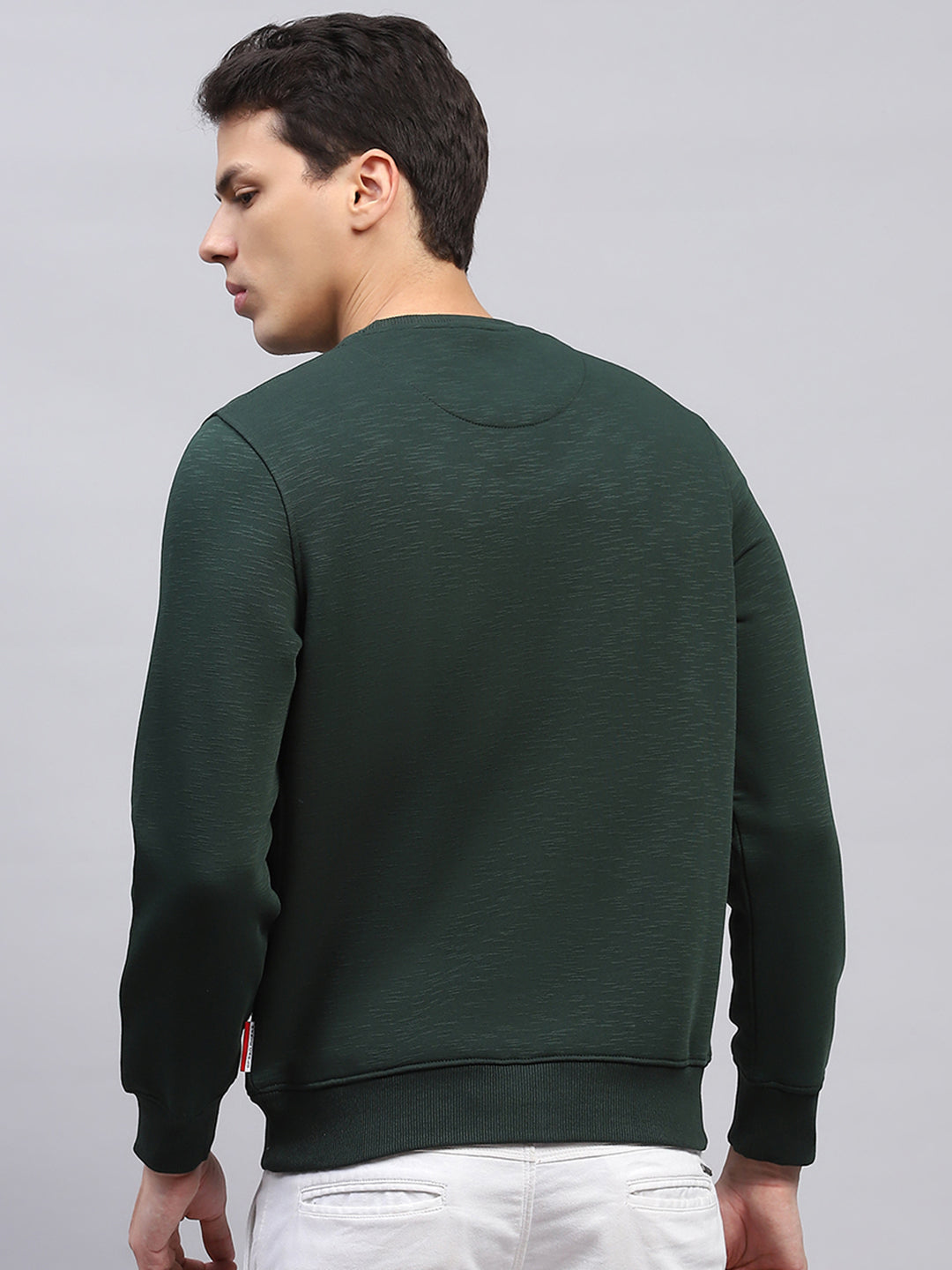 Men Green Printed Round Neck Full Sleeve Sweatshirt