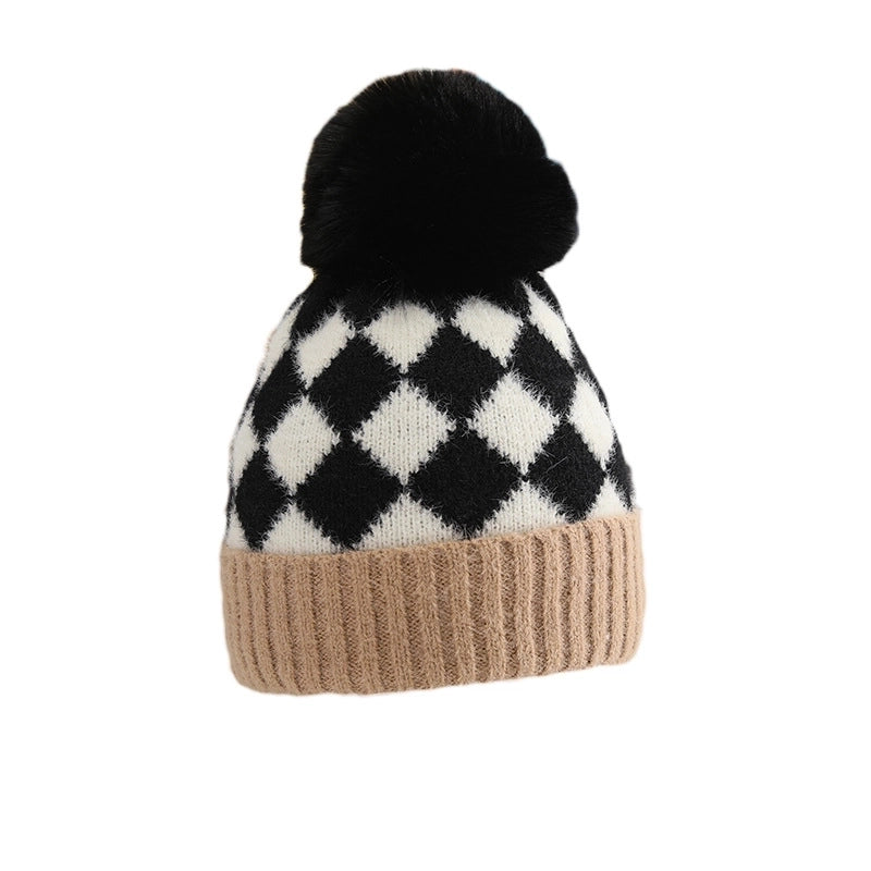 Children Unisex Basic Streetwear Plaid Wool Cap