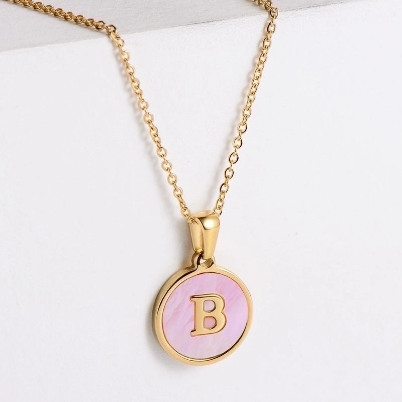 304 Stainless Steel 18K Gold Plated Fashion Plating Letter Shell Pendant Necklace