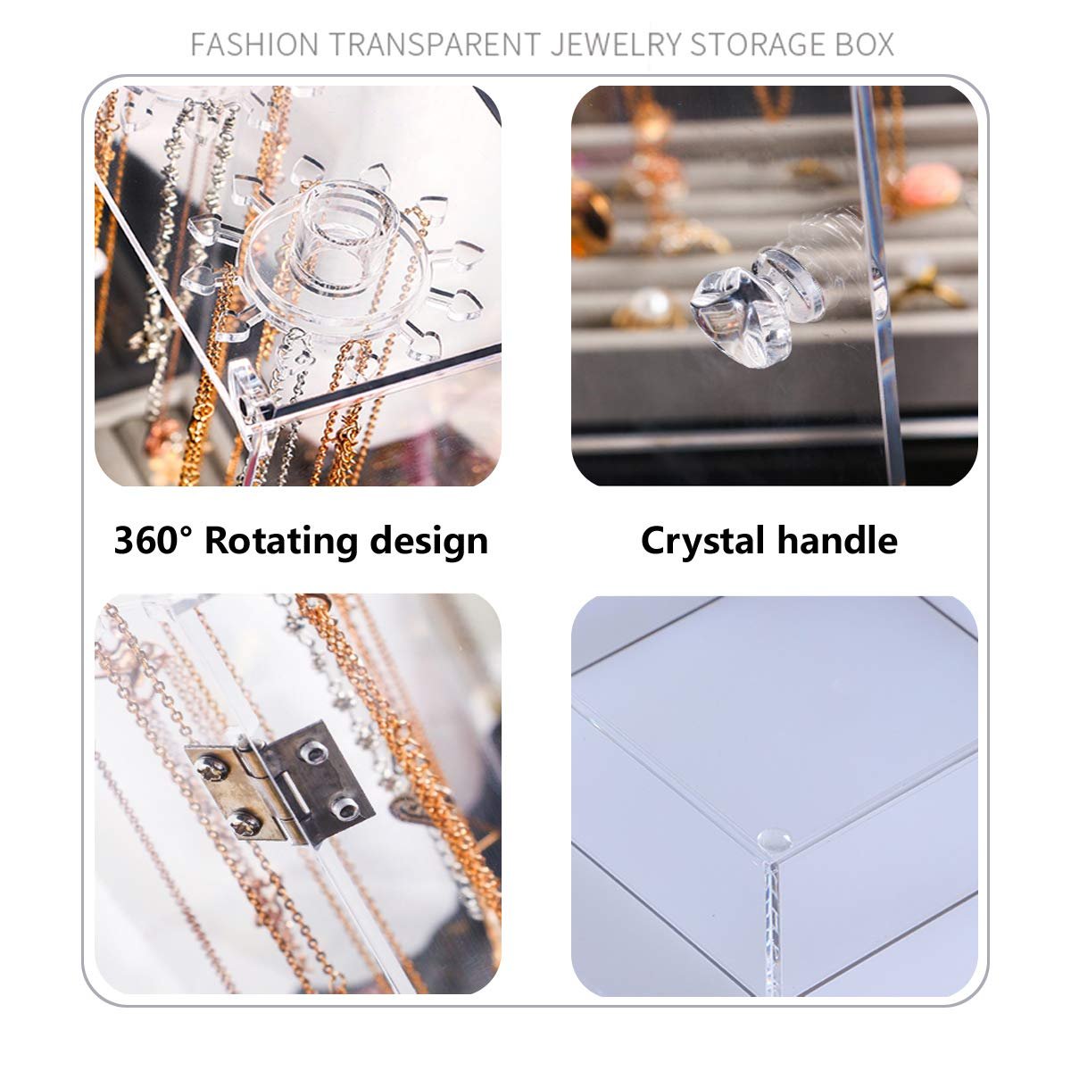 Acrylic 24 Hooks Rotating Necklace Display Stand