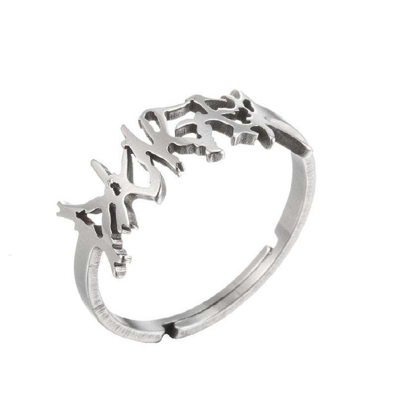 Fashion Letter 201 Stainless Steel 18K Gold Plated Hollow Out Rings