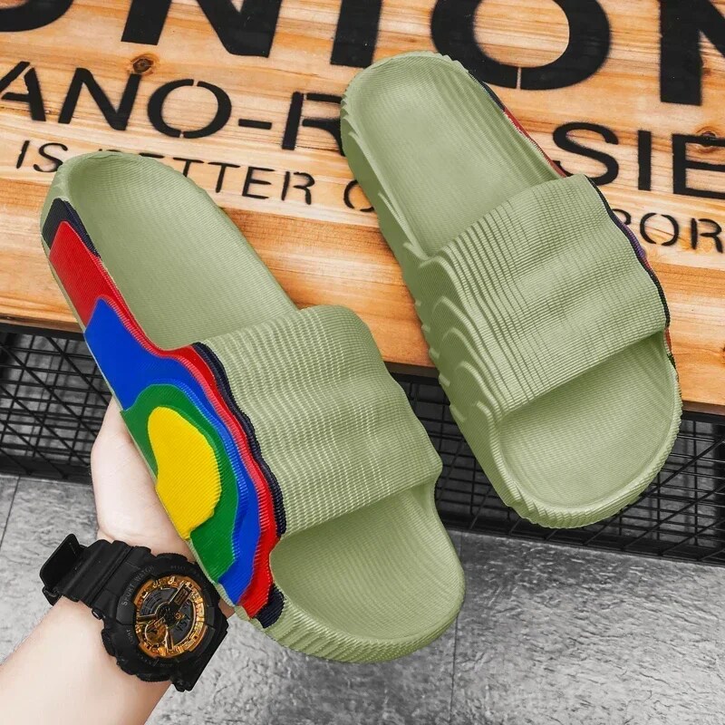 Fransikin business Summer Men Slippers Women Outdoor Beach Shoes Thick Bottom Indoor Bathroom Non-slip Slippers Parent-child Shoes Sandals 2024 New