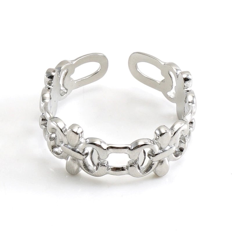 Retro Geometric 304 Stainless Steel Titanium Steel 18K Gold Plated Plating Stainless Steel Rings