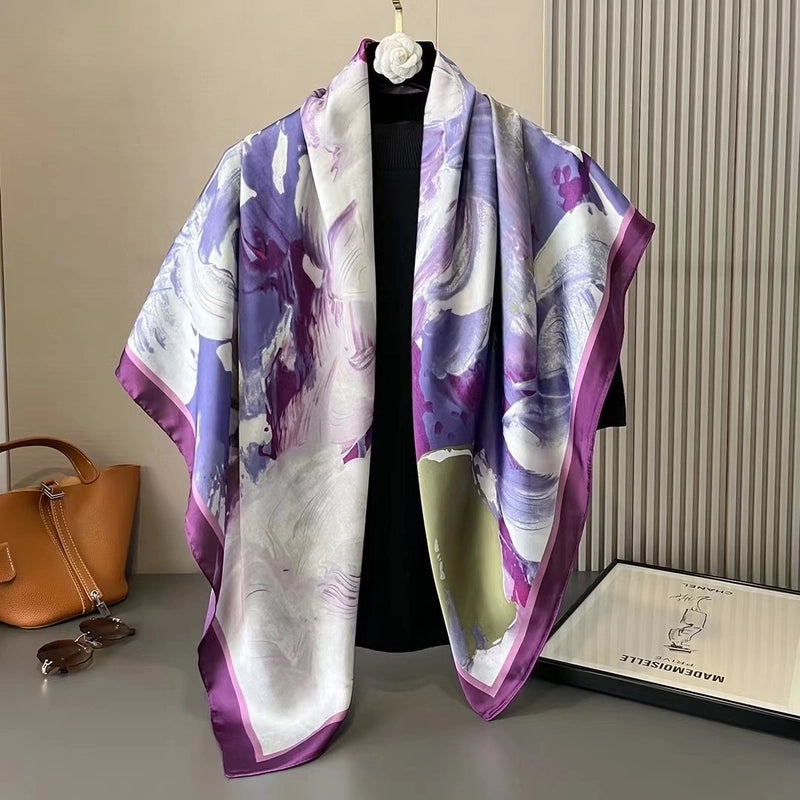 Women's Vintage Style Letter Color Block Polyester Silk Scarves