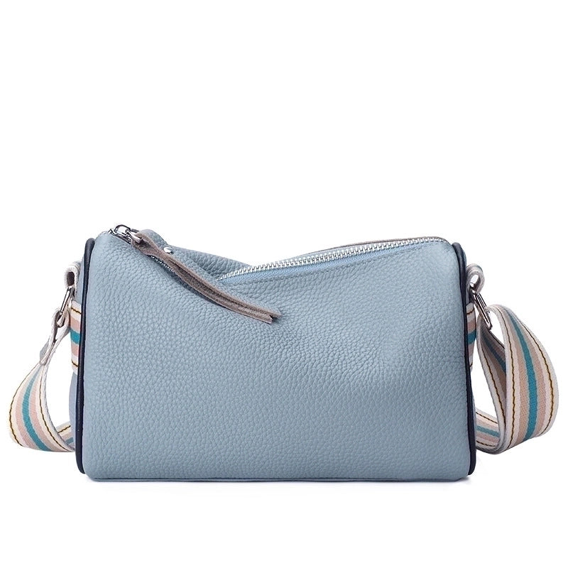 Women's Medium Leather Solid Color Basic Zipper Shoulder Bag