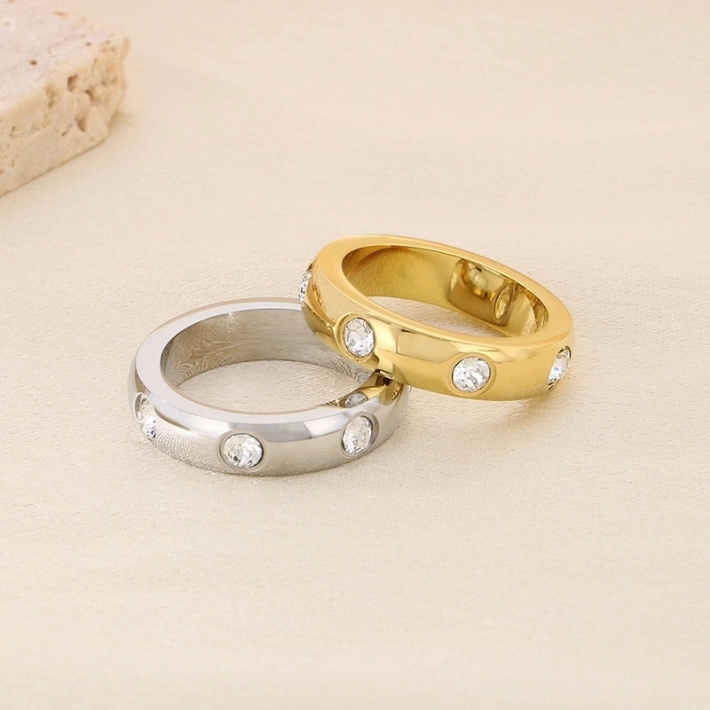 Vintage Style Minimalist Classic Style Geometric 304 Stainless Steel 18K Gold Plated Rings