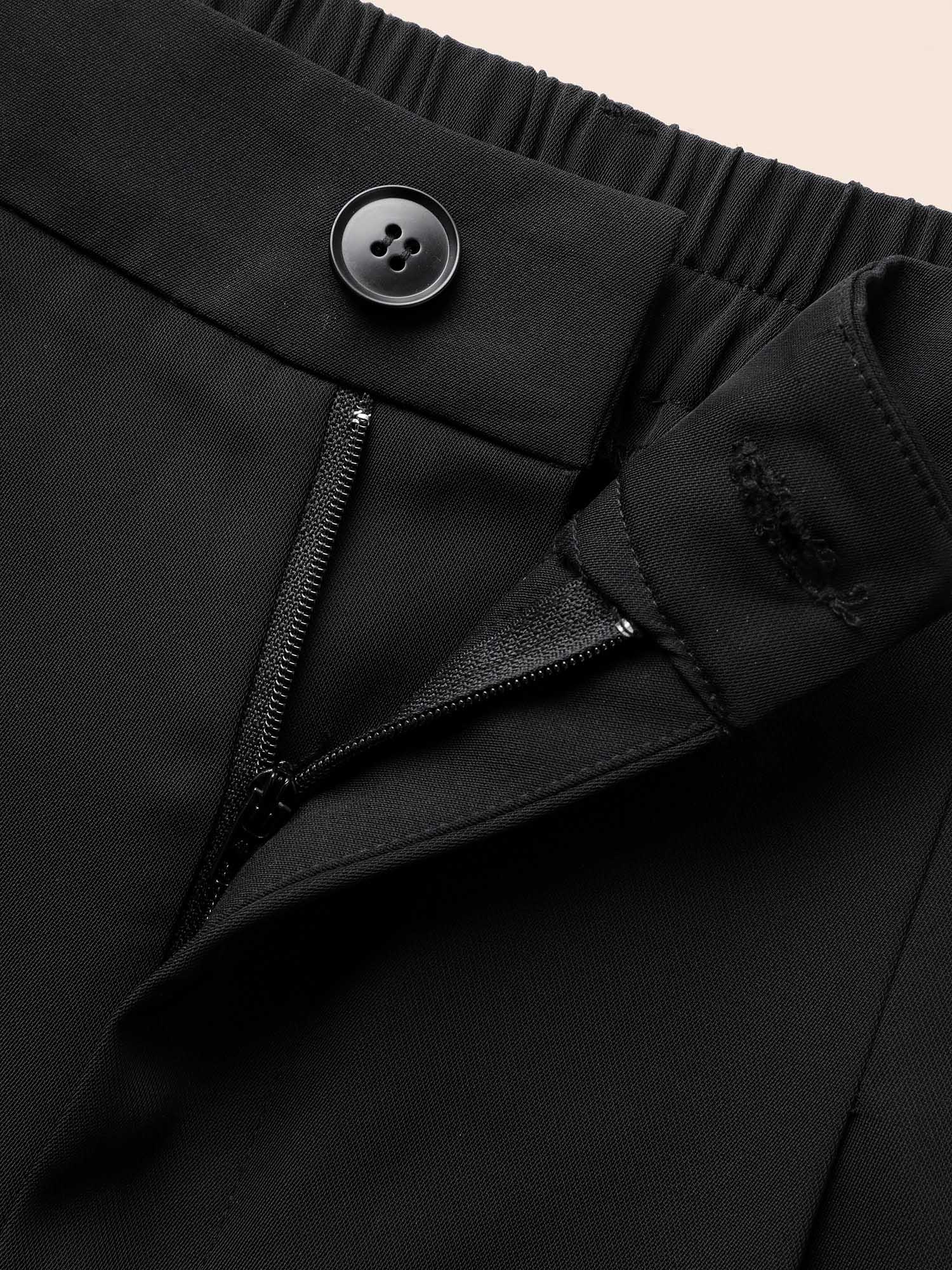Stretch Woven Pleated Elastic Waist Pants