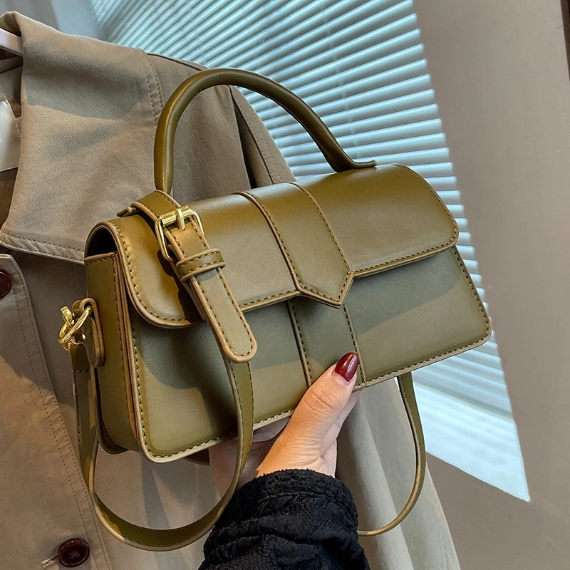 Women's Medium Pu Leather Solid Color Vintage Style Classic Style Square Flip Cover Crossbody Bag