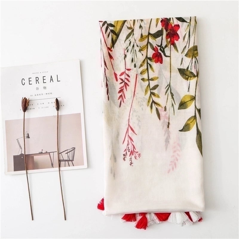 Women's Elegant Lady Flower Polyester Scarf
