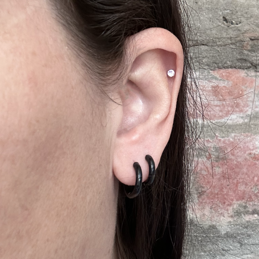 8mm Classic hoops - Black