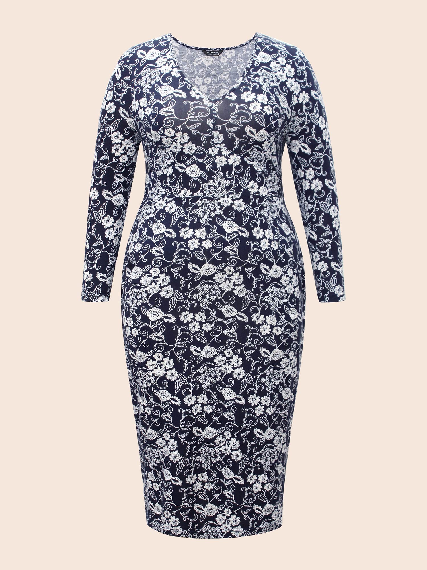 Floral Slit Hem Slim Fit Dress