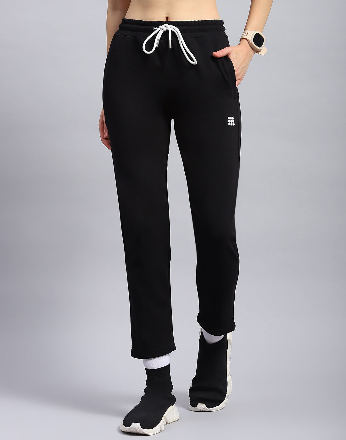 Women Black Solid Regular Fit Lower