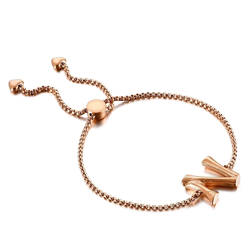 Casual Minimalist Letter Heart Shape Stainless Steel 18K Gold Plated Bracelets In Bulk