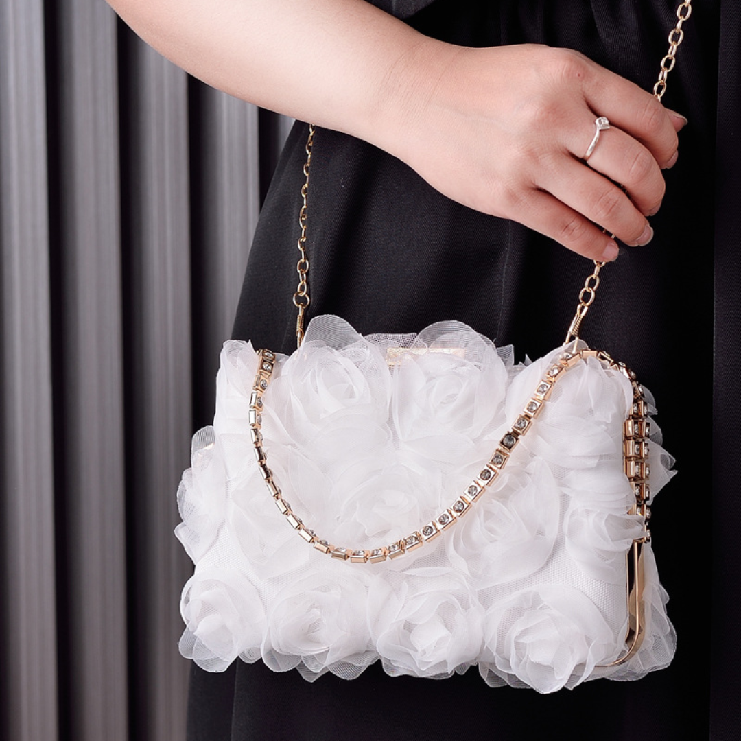 Chiffon Flower Polyester Evening Clutch
