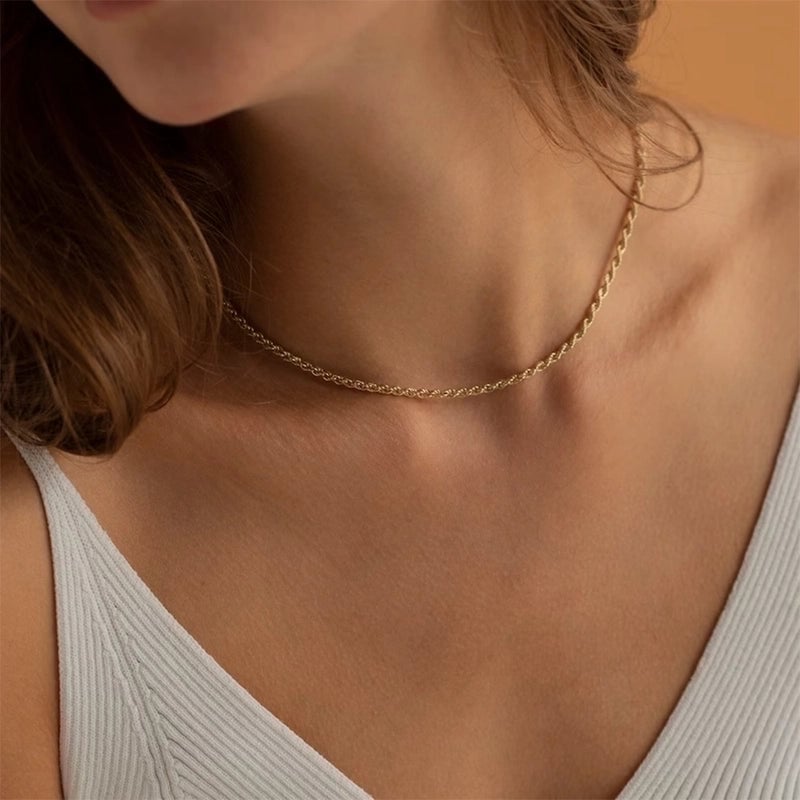 304 Stainless Steel 18K Gold Plated Streetwear Plating Metal Solid Color Sweater Chain Necklace