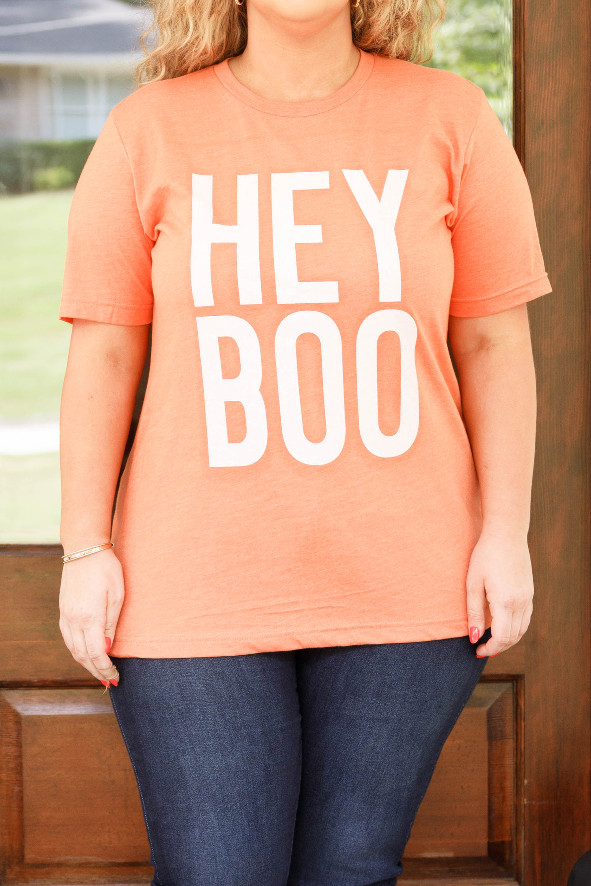 Hey Boo Tee. Heather Orange