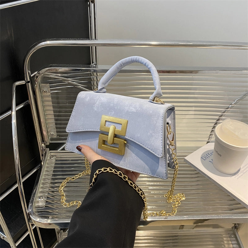 Women's Medium Pu Leather Solid Color Vintage Style Streetwear Square Lock Clasp Crossbody Bag
