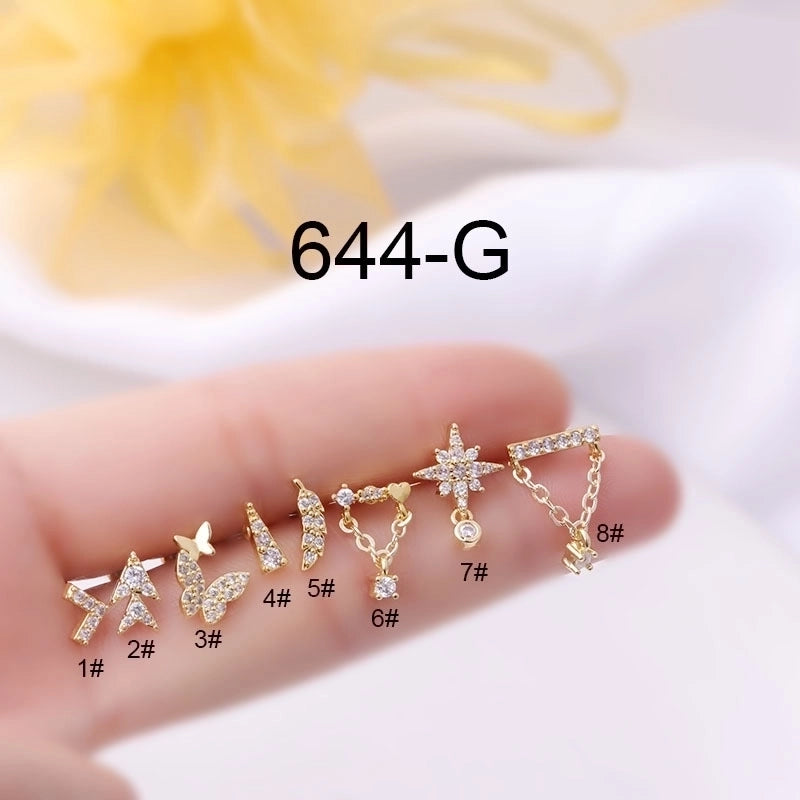 Ear Cartilage Rings & Studs Geometric 316L Stainless Steel  Copper Plating