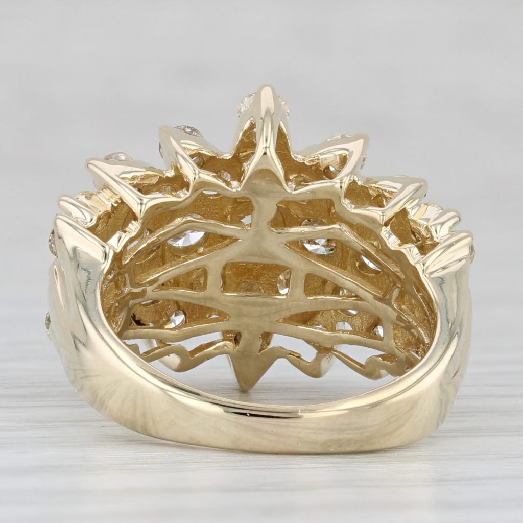 1.85ctw Diamond Cluster Cocktail Ring 10k Yellow Gold Size 5.25