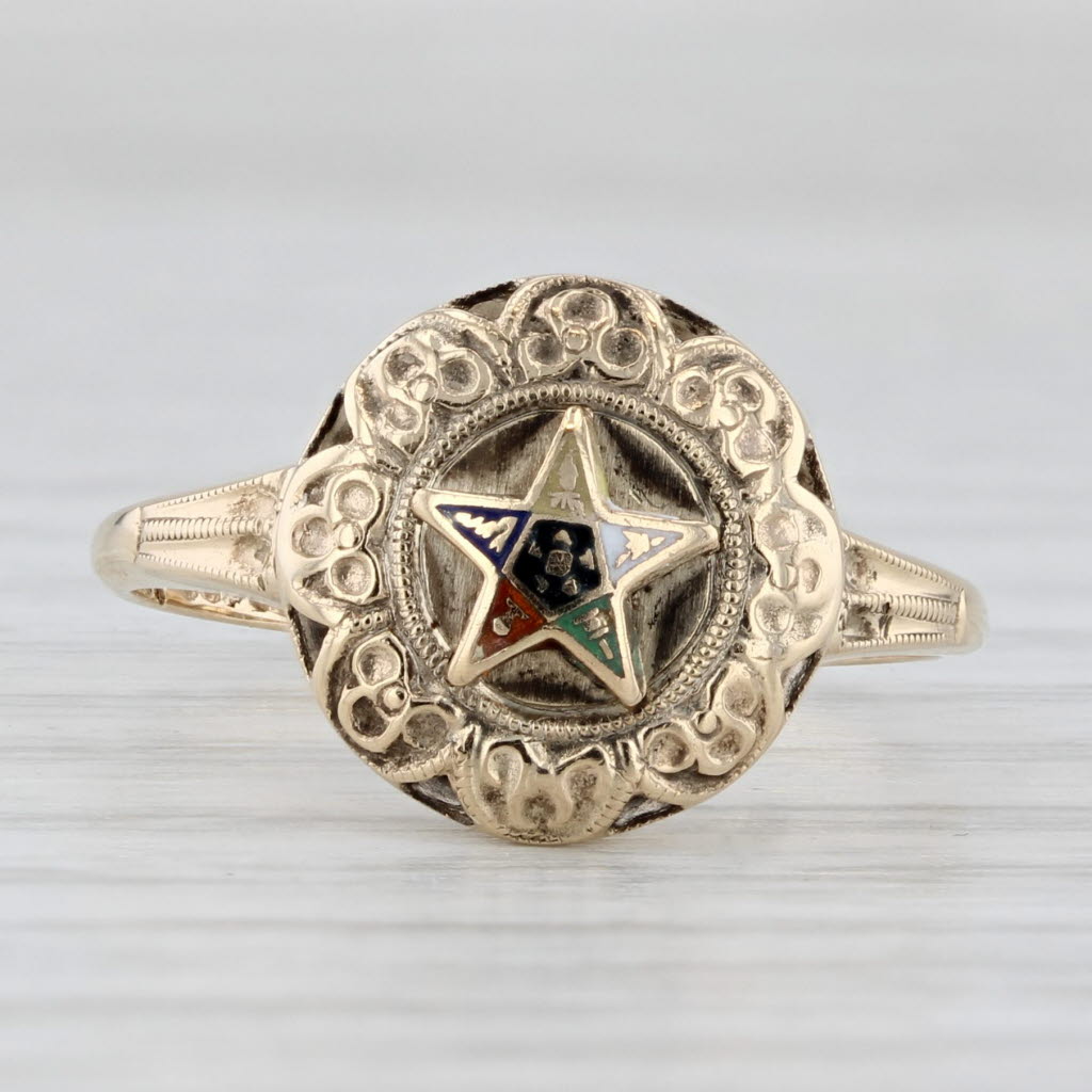 Vintage Order Eastern Star Ring 10k Gold Women's OES Masonic Signet Size 6.25