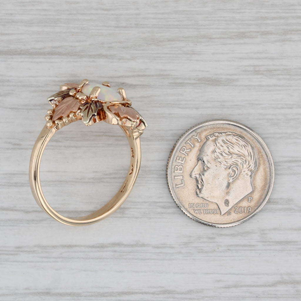 Lab Created Opal Flower Ring 10k Size 7.75 Black Hills Gold TRJ