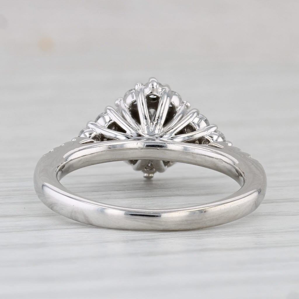 0.78ctw Oval Diamond Halo Engagement Ring 14k White Gold Size 5.5