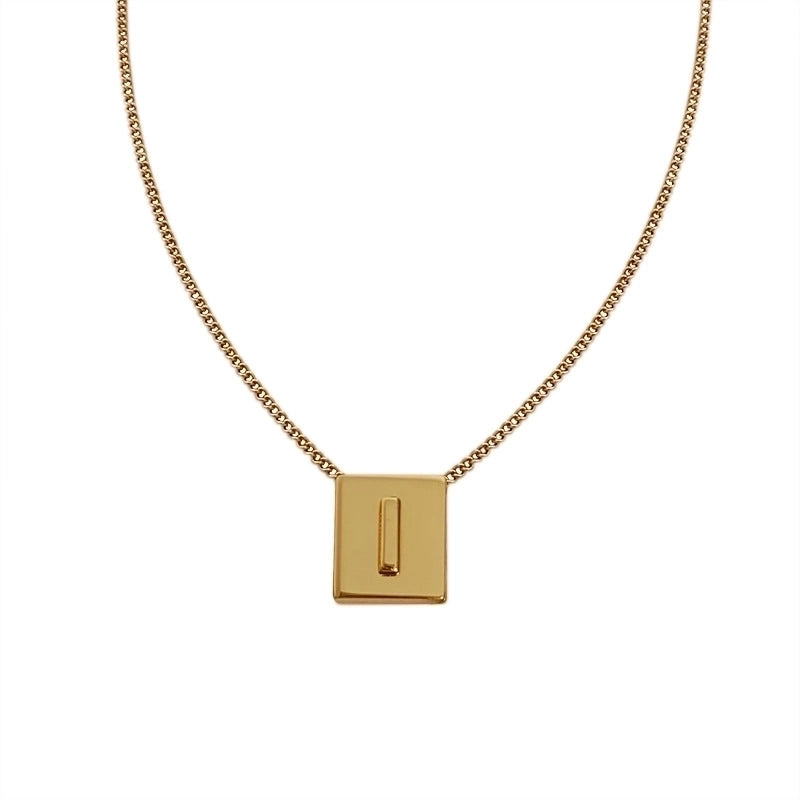 Minimalist Letter Square Titanium Steel Necklace 1 Piece