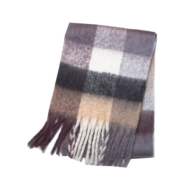 Women's Casual Minimalist Lattice Polyester Tassel Scarf