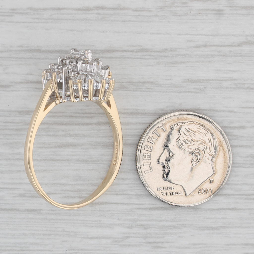 0.73ctw Diamond Cluster Engagement Ring 14k Yellow Gold Size 9