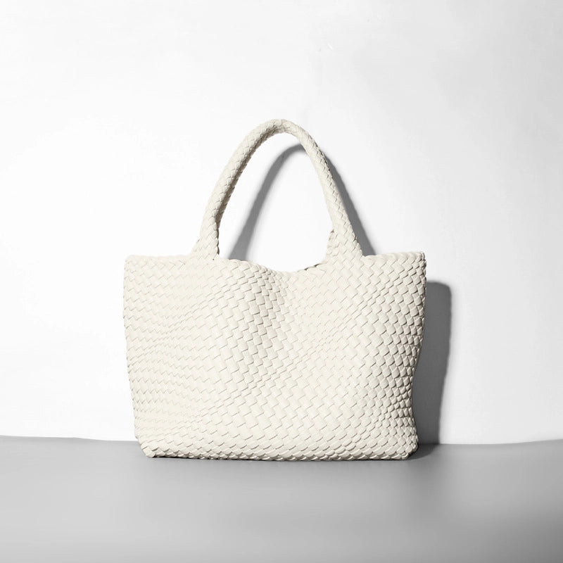 Women's Large Pu Leather Solid Color Classic Style Streetwear Weave Bucket Magnetic Buckle Bag Sets