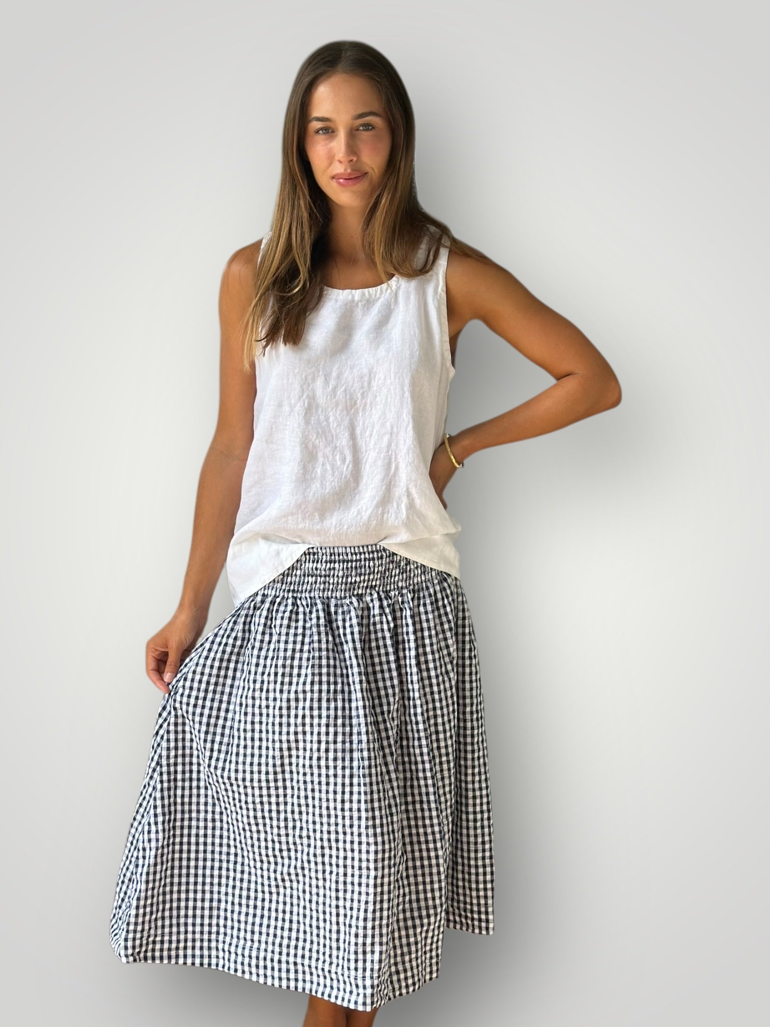 lola skirt-navy/white gingham