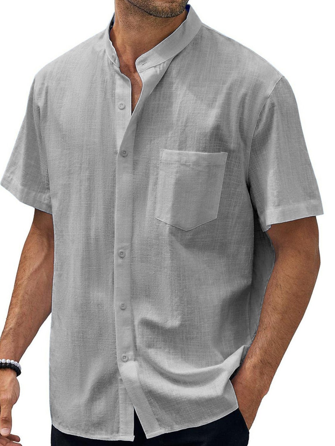 9-pack  Men's Hawaiian Casual Beach Stand Collar Pocket Short Sleeves