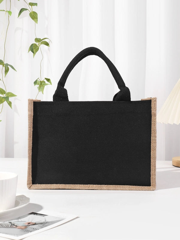 Women's Medium Canvas Letter Basic Classic Style Open Shopping Bags