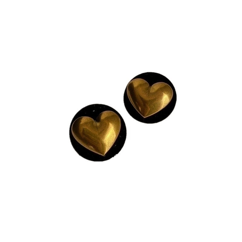 Retro Heart Shape Flower Bow Knot Flocking Inlay Artificial Pearls Rhinestones Women's Earrings 1 Pair