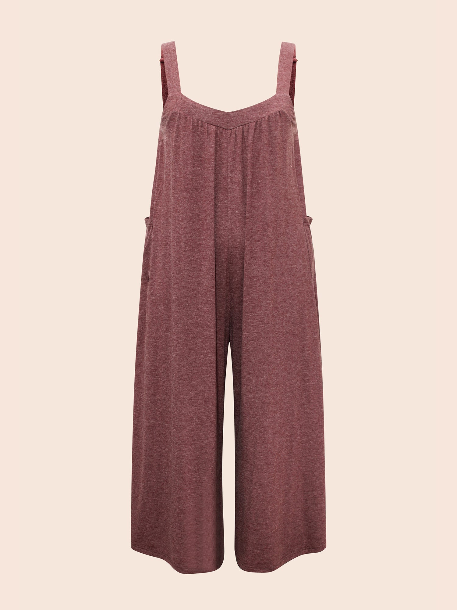 Heather Gathered Loose-Fit Jumpsuit