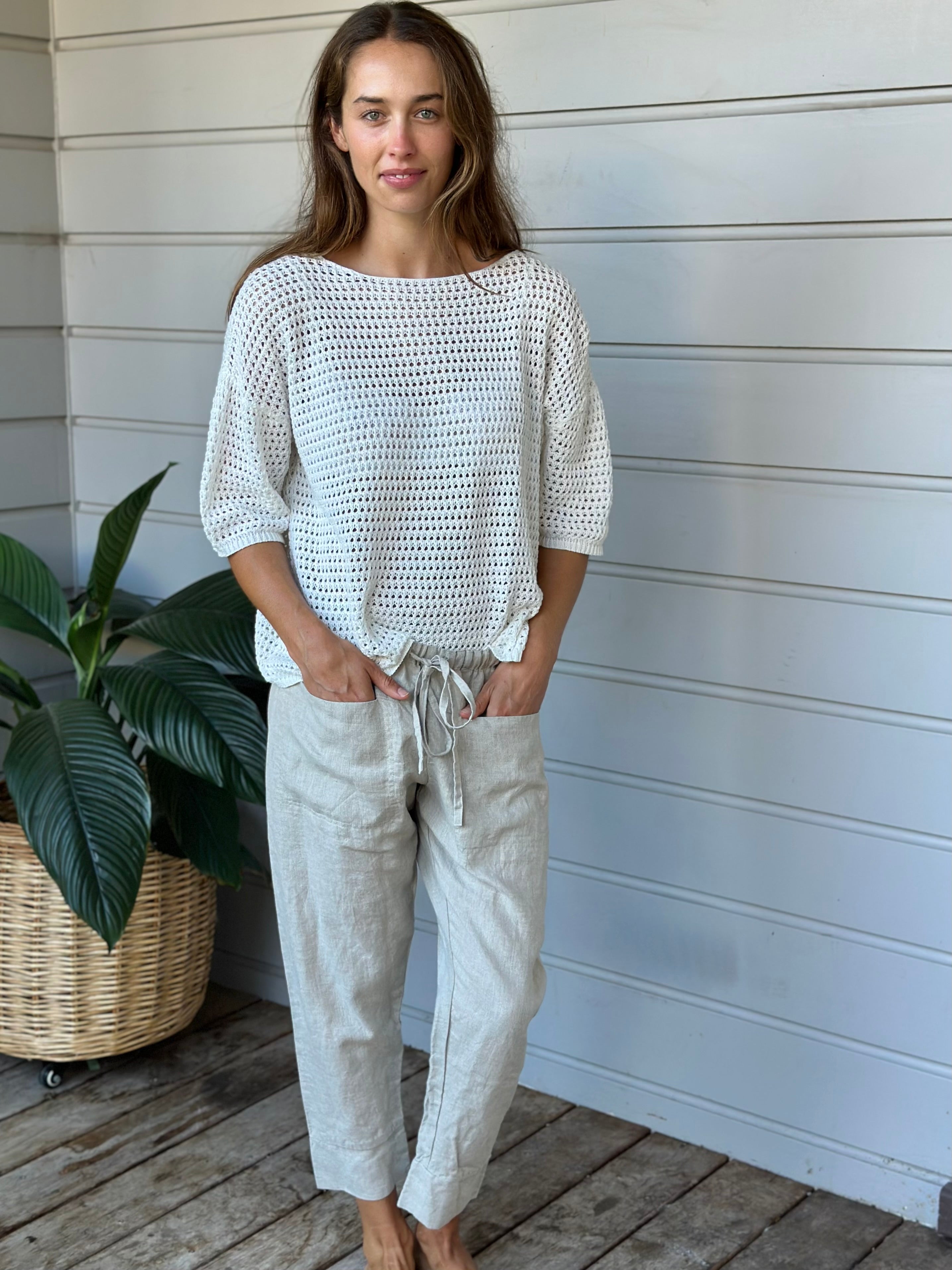 darcy pants - natural linen