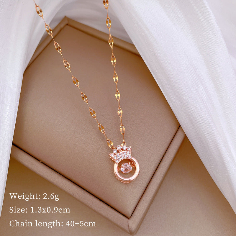 Cartoon Geometric Titanium Steel Diamond Inlay Necklaces