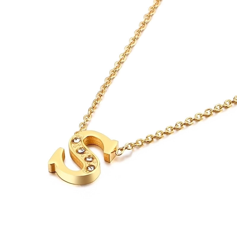 Letter Titanium Steel 18K Gold Plated Necklace