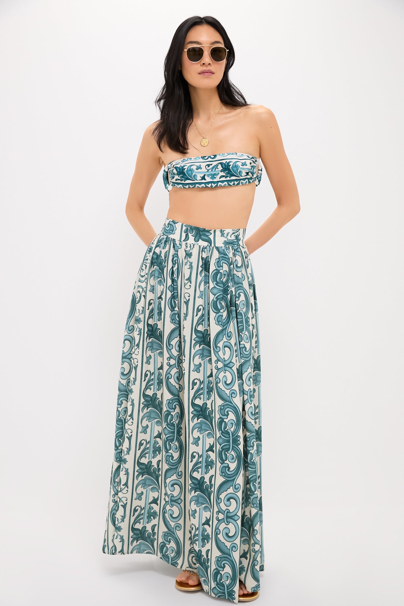 Blue Hera Side-Slit Long Skirt