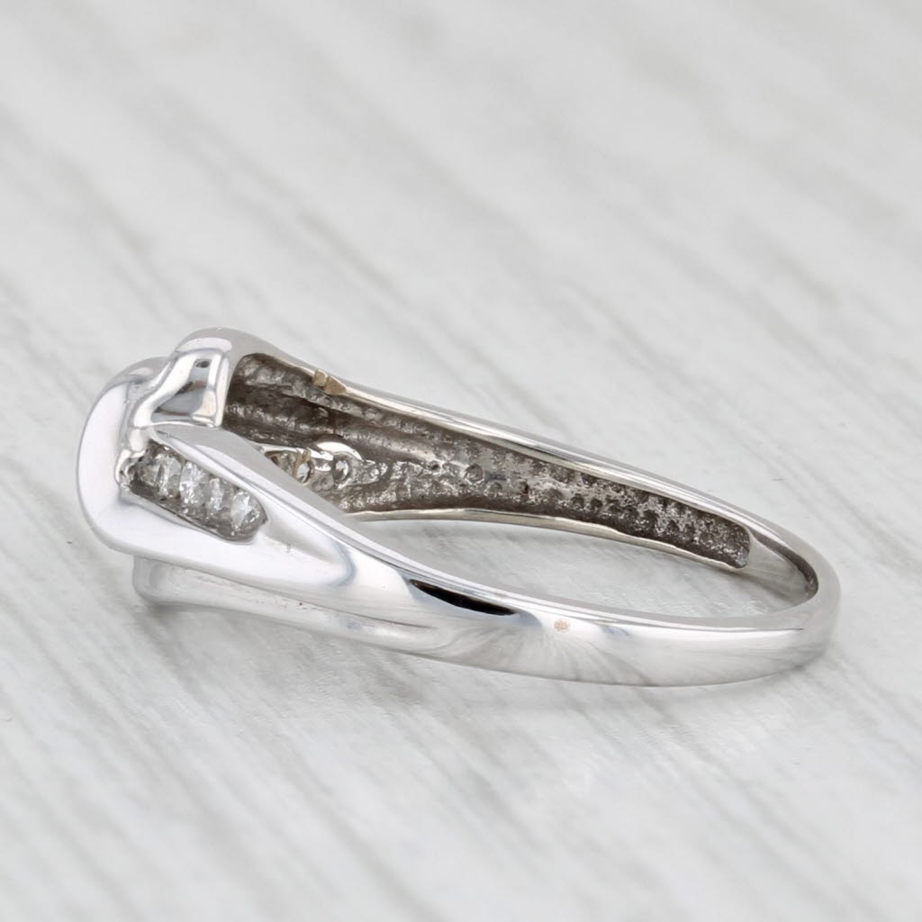 0.15ctw Diamond Overlay Ring 10k White Gold Size 6 Wedding Band Stackable
