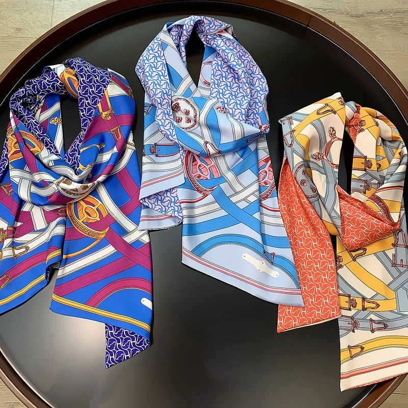 New Style Belt Lock Double-layer Printed Silk Scarf Twill Silk Scarf