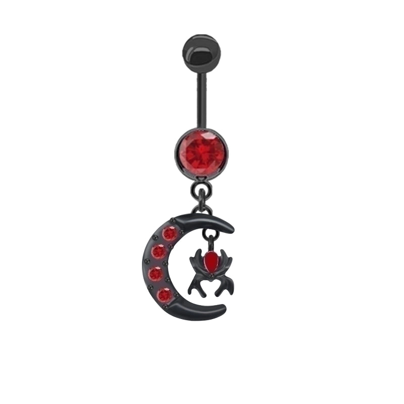 1 Piece Belly Rings Hip-Hop Rock Punk Heart Shape Wings Bat Stainless Steel Alloy Copper Plating Chain Inlay Rhinestones Zircon