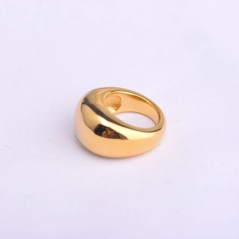 Stainless Steel 18K Gold Plated Minimalist Solid Color Rings