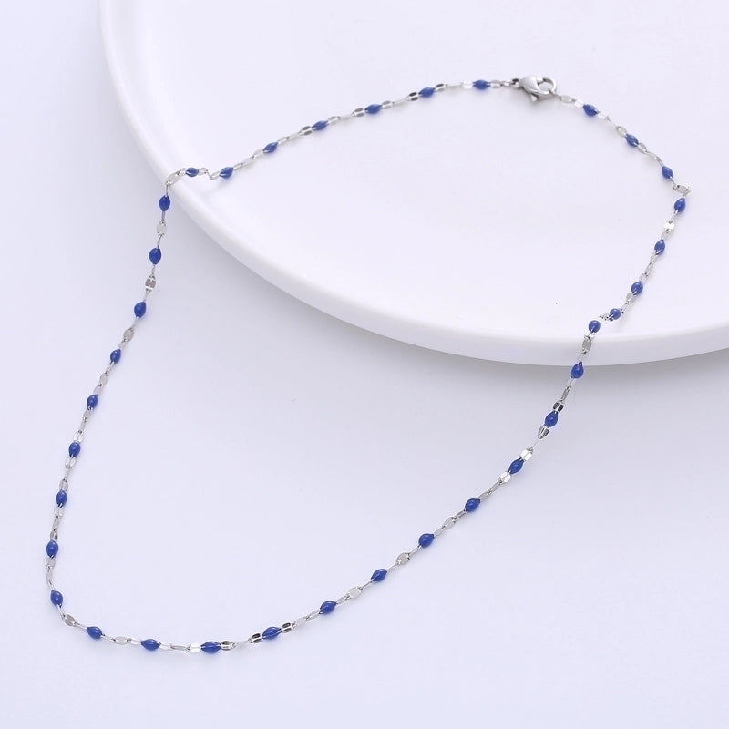 Minimalist Geometric 304 Stainless Steel Epoxy 18K Gold Plated Epoxy Chain Necklace