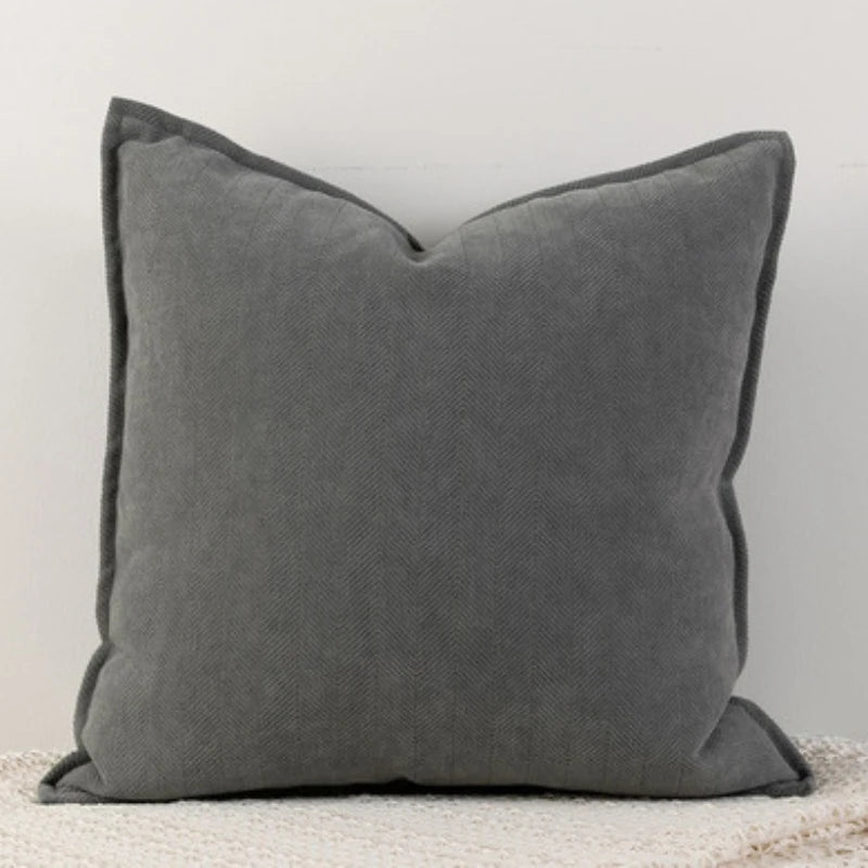 Alden Thickened Solid Cushion Cover - Dark Grey