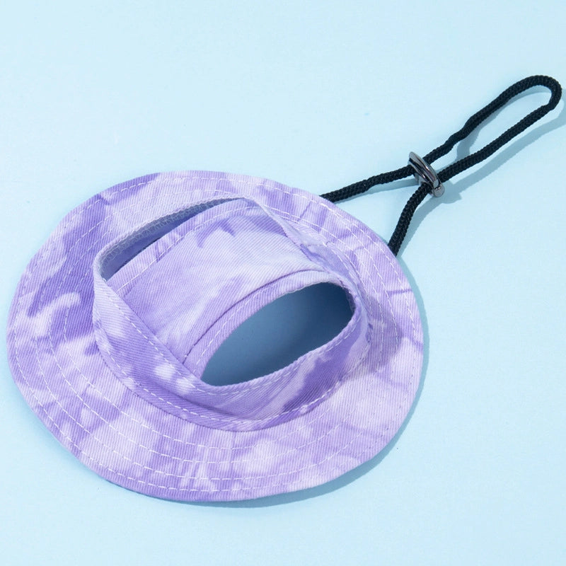 Dog Cat Sunshade Hat Exposed Ears Adjustable Rope Buckle Fisherman Hat Pet Supplies