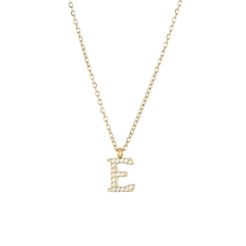 Minimalist Letter 304 Stainless Steel Zircon 16K Gold Plated White Gold Plated Plating Inlay Pendant Necklace