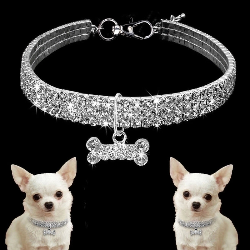 Rhinestone Solid Color Unforgettable Diamond Pet Collar 1 Piece